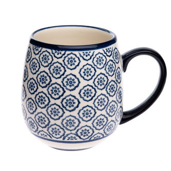 Keramický hrnek - modré květy 390 ml
