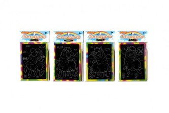 Škrabací mini obrázek duhový 8,5x12cm 4 druhy v sáčku 36ks v boxu