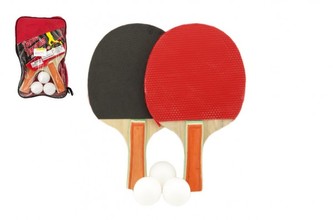 Sada stolní tenis/ping pong dřevěná 24cm s míčky v pouzdře