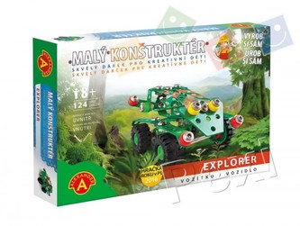 Malý konstruktér vozítko Explorer kov 124ks stavebnice v krabici 23x17x3,5cm