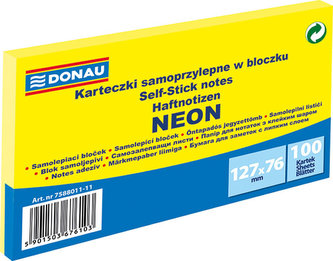Samolepicí bloček 127 x 76 mm - neonově žlutý 100 listů Samolepicí bloček 127 x 76 mm - neonově žlutý 100 listů