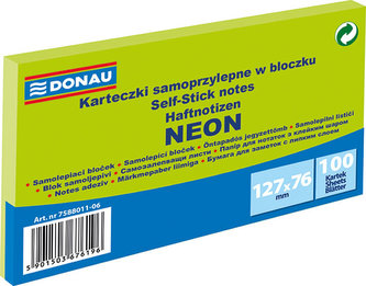 Samolepicí bloček 127 x 76 mm - neonově zelený 100 listů
