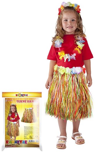 sukně Hawaii dětská, barevná, 45 cm