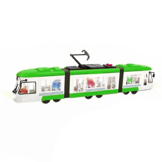 Tramvaj mluvící česky se zvukem a světlem, zelená, 46 cm