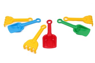 Sada na písek 2ks plast lopatka + hrabičky 4 barvy 8x22cm 12m+ Sada na písek 2ks plast lopatka + hrabičky 4 barvy 8x22cm 12m+