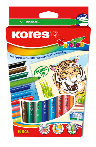 Dětské fixy KORELLO - silný hrot, 10 barev