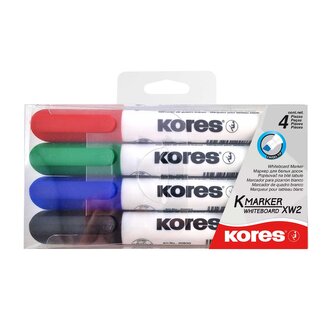 K-MARKER Popisovač na bílé tabule a flip charty, zkosený hrot 3-5 mm, mix 4 barev (černá, červená, modrá, zelená)