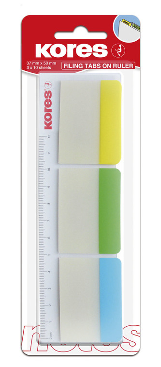 Popisovací rozřaďovač na pravítku 50x37 mm / 3 barvy / 10 lístků á barva