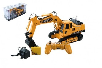 Auto Bagr RC plast 40cm na baterie USB dobíjecí kabel 2.4GHz v krabici 57x26x29cm