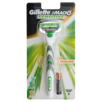 Gillette Mach 3 Sensitive Power - Bateriový holící strojek pro muže + 1 náhradní hlavice pro muže