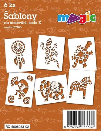 Papírové šablony MAGIC, 11 x 14cm, 6ks, sada X - Etno