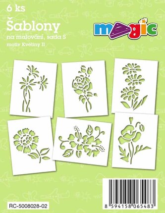 Papírové šablony MAGIC, 11 x 14cm, 6ks, sada S - Květiny II.