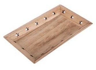 Dřevěný podnos s hvězdami přírodní