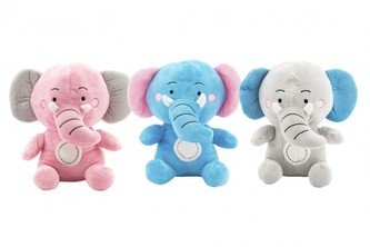 Slon sedící plyš 24cm 3 barvy v sáčku 0+ (1 ks)