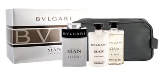 Bvlgari Bvlgari Man Extreme toaletní voda 100 ml + balzám po holení 75 ml + sprchový gel 75 ml + kosmetická taška