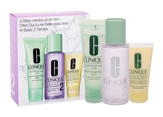 Clinique 3-Step Skin Care 2 čisticí voda Clarifying Lotion 100 ml + čisticí mýdlo Liquid Facial Soap Mild 50 ml + hydratační přípravek DDML 30 ml