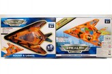 Letadlo stíhačka vojenská narážecí plast 25cm na baterie se zvukem se světlem v krabici 30x22x9cm