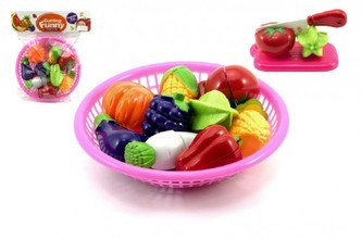 Krájecí ovoce a zelenina v košíčku s nádobím 12 ks plast 22cm v sáčku
