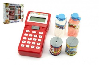 Ruční pokladna se skenerem + potraviny plast na baterie v krabici 25x22 cm