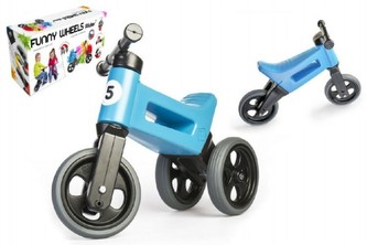 Odrážedlo FUNNY WHEELS Rider Sport modré 2v1, výška sedla 28/30cm nosnost 25kg 18m+ v krabici