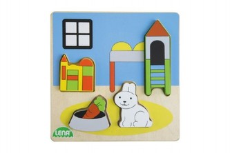 Vkládačka/Puzzle dřevěné dětský pokoj v krabičce 14x20x2cm 18m+