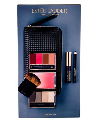 Estée Lauder Travel Makeup Palette oční stín 5 g + rtěnka 32 g + tvářenka 5 g + tužka na oči 01 8 g + řasenka 01 Black 2,8 ml + kosmetická taštička