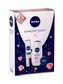 Nivea Care & Diamond sprchový krém 250 ml + antiperspirant Black & White Invisible Clear 150 ml + univerzální krém 30 ml