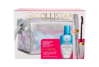 Collistar Shock řasenka 8 ml + dvoufázový odličovací přípravek Gentle Two Phase 50 ml + kosmetická taštička