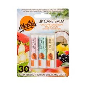 Malibu Lip Care balzám na rty 4 g + balzám na rty 4 g Mint + balzám na rty 4 g Vanilla