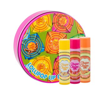 Chupa Chups Lip Balm balzám na rty 3 x 4 g + plechová dóza