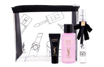 Yves Saint Laurent Mon Paris parfémovaná voda 10 ml + odličovač Top Secrets Bi-Phase Doux 30 ml + lesk na rty Top Secrets Lip Perfector 3 ml + kosmetická taška