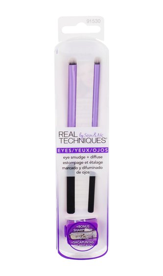 Real Techniques Brushes kosmetický štětec na oční stíny 1 ks + kosmetický štětec na oční stíny Precision Smudge 1 ks + ořezávátko 1 ks