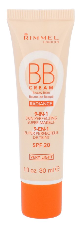 Rimmel London BB Cream Radiance BB krém 9in1 30 ml Very Light SPF20 pro ženy Rimmel London BB Cream Radiance BB krém 9in1 30 ml Very Light SPF20 pro ženy