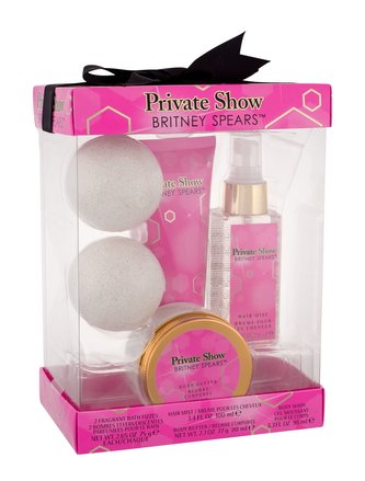 Britney Spears Private Show vlasová mlha 100 ml + sprchový gel 98 ml + tělové máslo 80 ml + 2x šumivá tableta do koupele