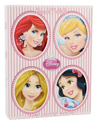 Disney Princess Princess toaletní voda Snow White 7 ml + toaletní voda Rapunzel 7 ml + toaletní voda Ariel 7 ml + toaletní voda Cinderella 7 ml