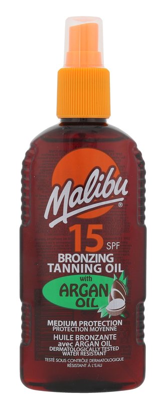 Malibu Bronzing Tanning Oil Opalovací přípravek na tělo Argan Oil 200 ml SPF15 pro ženy