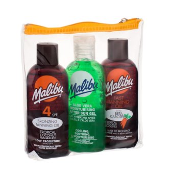 Malibu Bronzing Tanning Oil olej na opalování SPF4 100 ml + olej pro urychlení opálení 100 ml + gel po opalování Aloe Vera 100 ml