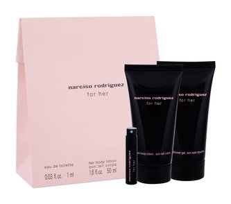 Narciso Rodriguez For Her toaletní voda 1 ml + tělové mléko 50 ml + sprchový krém 50 ml