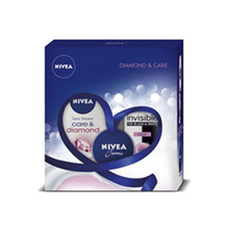Nivea Care & Diamond sprchový krém Care & Diamond 250 ml + anti-perspirant Invisible For Black & White Clear 150 ml + Nivea Creme 30 ml