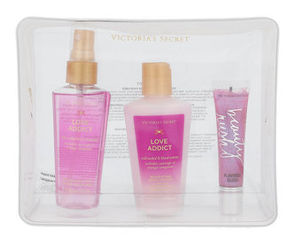 Victoria´s Secret Love Addict vyživující tělový sprej 60 ml + tělové mléko 60 ml + lesk na rty Beauty Rush So Jelly 13g + kosmetická taška