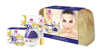 Dermacol Time Coat denní pleťový krém SPF20 50 ml + zdokonalující krém na oči a rty 15 ml + zdokonalující pleťová maska 2x 8g + taška
