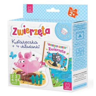 Zwierzęta. Książeczka + 4 układanki puzzle dla maluszka