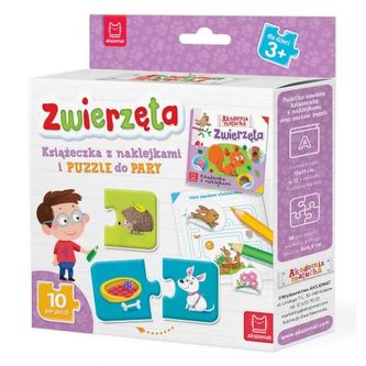 Zwierzęta. Książeczka z naklejkami i puzzle do pary