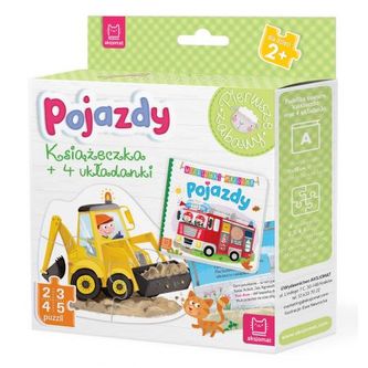 Pojazdy. Książeczka + 4 układanki puzzle dla maluszka