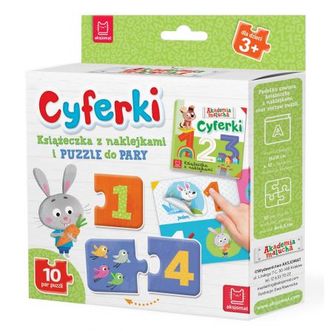 Cyferki. Książeczka z naklejkami i puzzle do pary