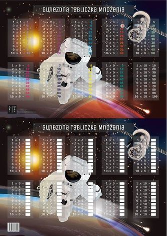 Podkładka dwustronna laminowana A2 tabliczka mnożenia KOSMOS