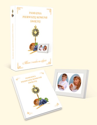 PAMIĄTKA PIERWSZEJ KOMUNII ŚWIĘTEJ + RAMKA