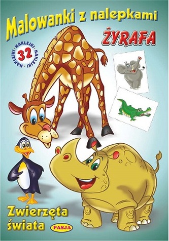 ZWIERZĘTA ŚWIATA ŻYRAFA MALOWANKI Z NALEPKAMI