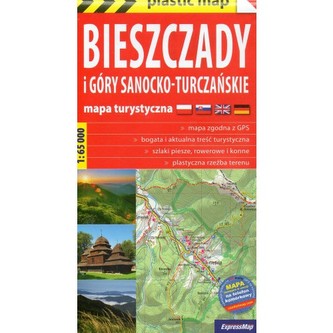 Mapa turystyczna. Bieszczady i Góry Sanocko-Turczańskie 1:65 000 foliowana Mapa turystyczna. Bieszczady i Góry Sanocko-Turczańskie 1:65 000 foliowana