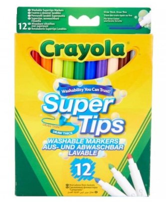 Flamastry zmywalne grubei cienkie 12 kol CRAYOLA